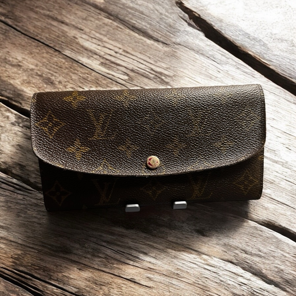 Louis Vuitton Brown and Pink Sarah Long Snap Wallet
